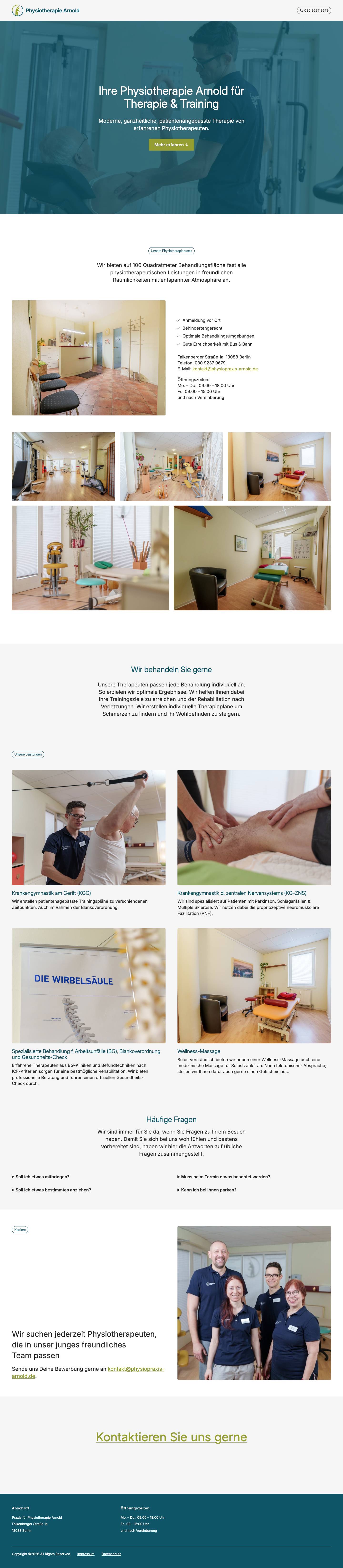 Screenshot der Webseite physiopraxis-arnold.de